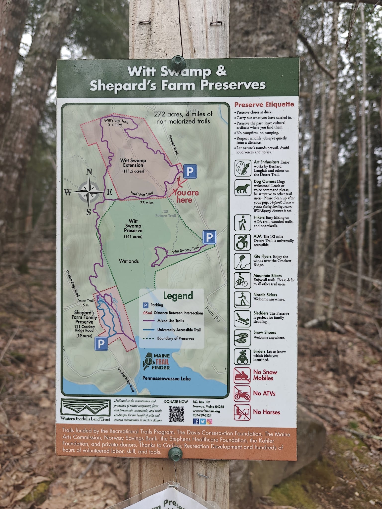 Witt's End Trail - Pleasant Street entrance/parking - Norway, ME